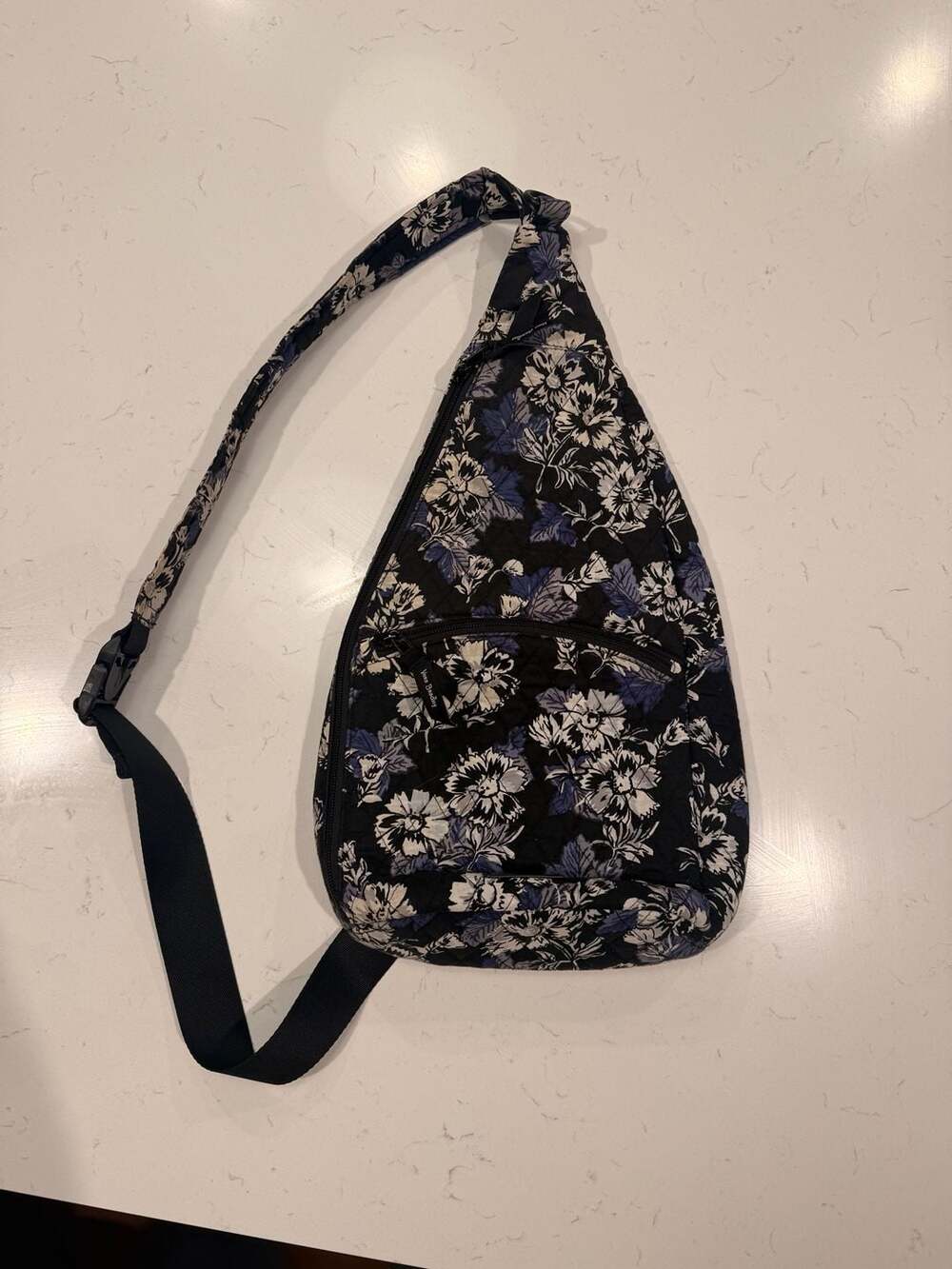 Vera Bradley Frosted Floral Black Cotton Sling Backpack